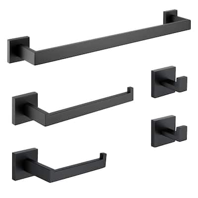 ANZZI 5-Piece Matte Black Bathroom Accessories Set