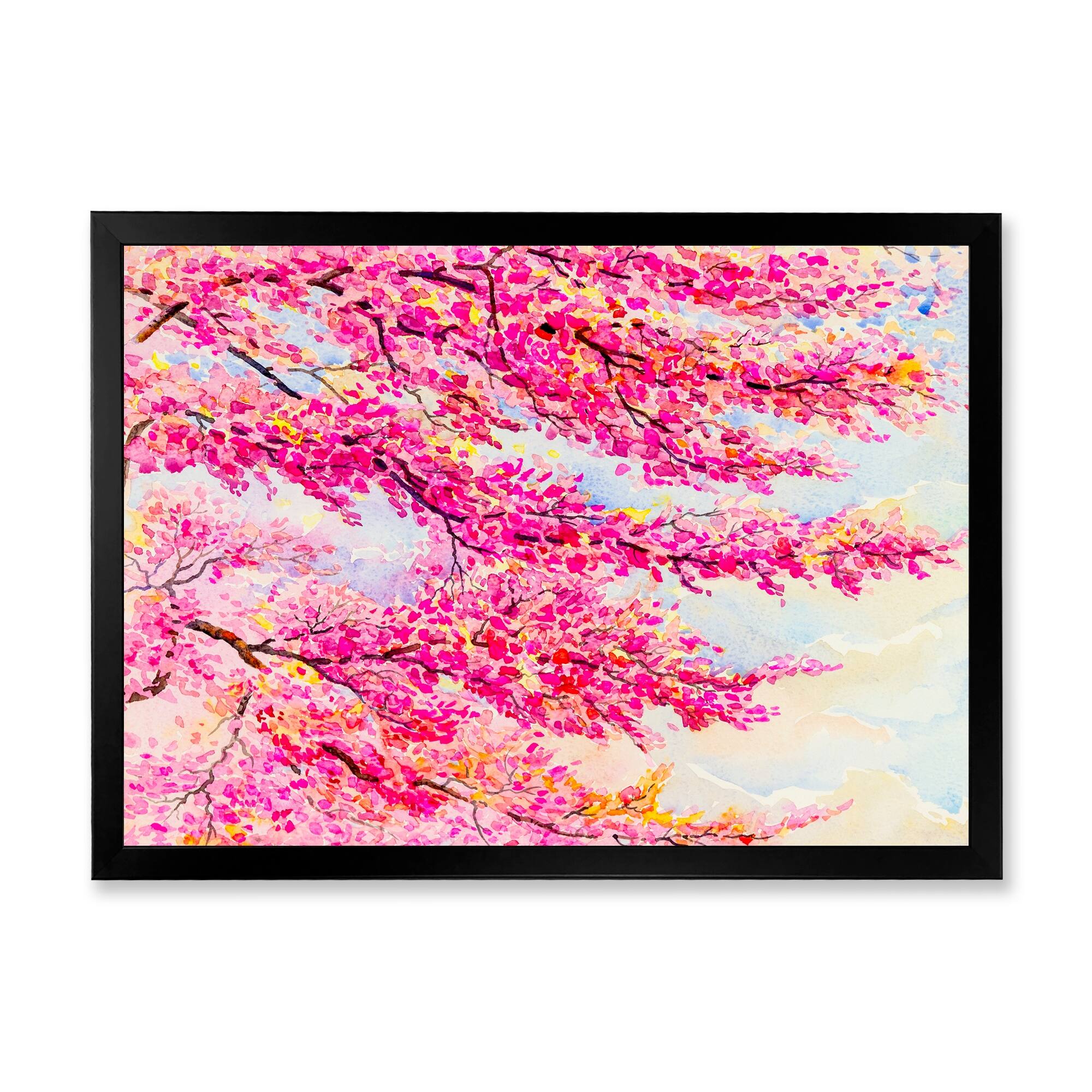 Designart "Colorfull Blooming Pink Tree" Traditional Framed Wall Decor
