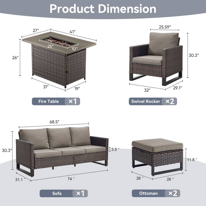 Gymojoy Outdoor Fire Pit Conversation Set, Patio Furniture with Cushions