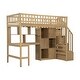 preview thumbnail 8 of 32, Wooden Loft Bed Twin Size High Loft Bed with Light, Cabinets and Storage Shelves, All-in-One Bed Frame with Staircase and Desk