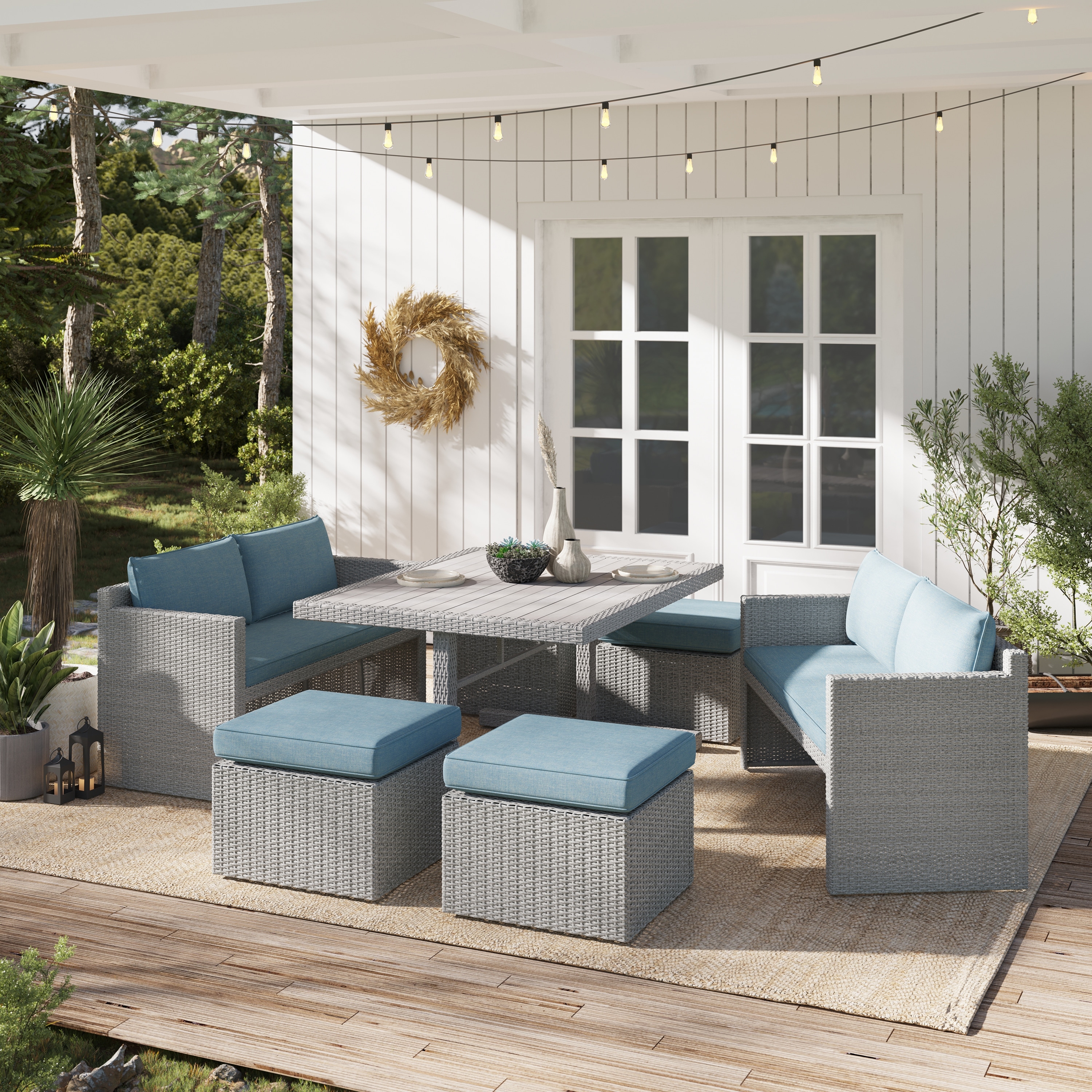 Corvus Martinka Aluminum 7 piece Wicker Outdoor Patio Dining Set