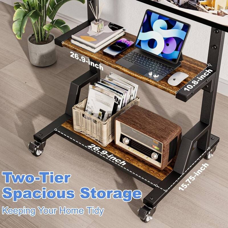 Rolling TV Stand with Large Storage