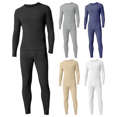 Mens SuperSoft Cotton Waffle Knit Winter Thermal Underwear Set MultiSet