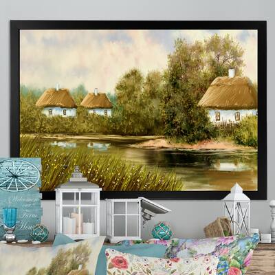 Designart "Old Village On Spring River" Traditional Framed Art Print