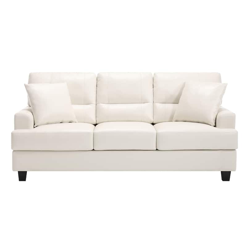 Oversized Faux Leather Italian Square Arm Sofa