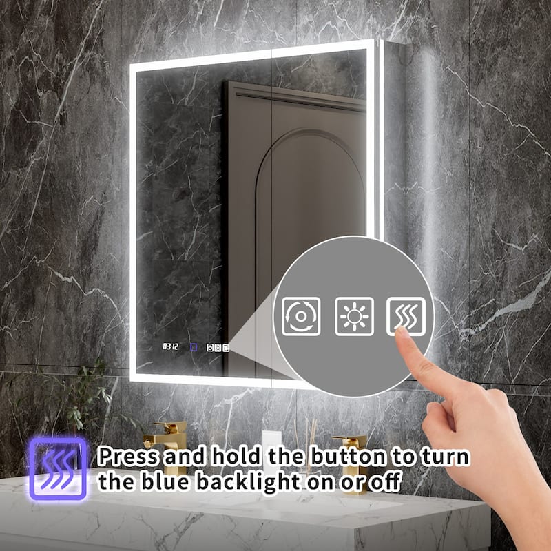 Modland 30"-48"W x 32"H Medicine Cabinet LED Mirrored Wall Mounted Bathroom Mirror with Storage