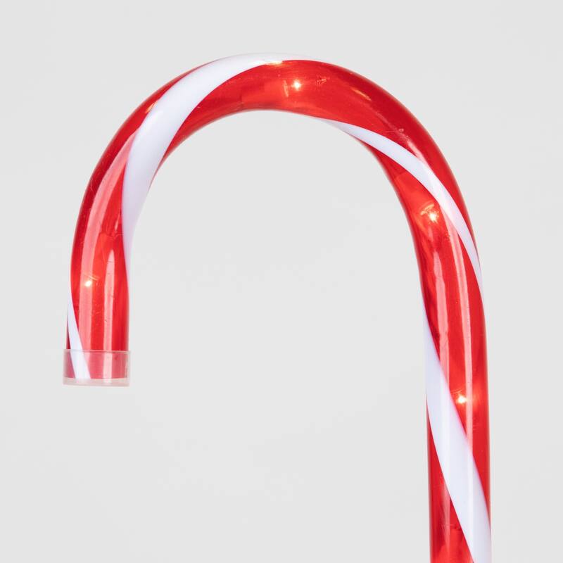 LED Lighted Candy Cane Outdoor Pathway Markers - 28" - Set of 8 - Red