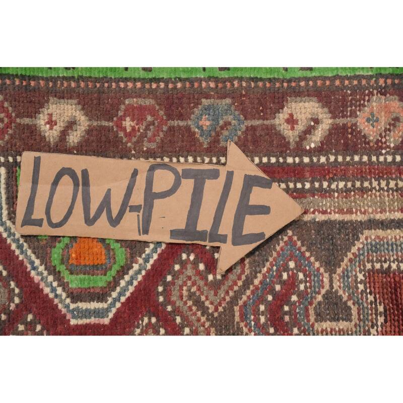 Hand Knotted Oriental 100% Wool Carpet Traditional Geometric Red Bakhtiari Runner Rug - 9' 11'' X 3' 6''