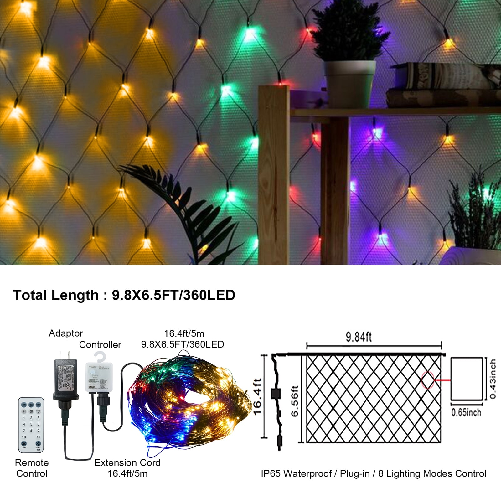 Mesh string lights top