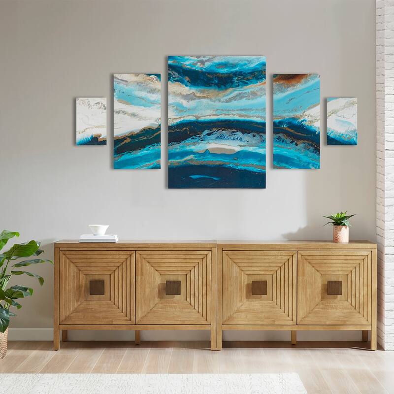 Madison Park Midnight Tide Blue Abstract 5-piece Canvas Wall Art Set