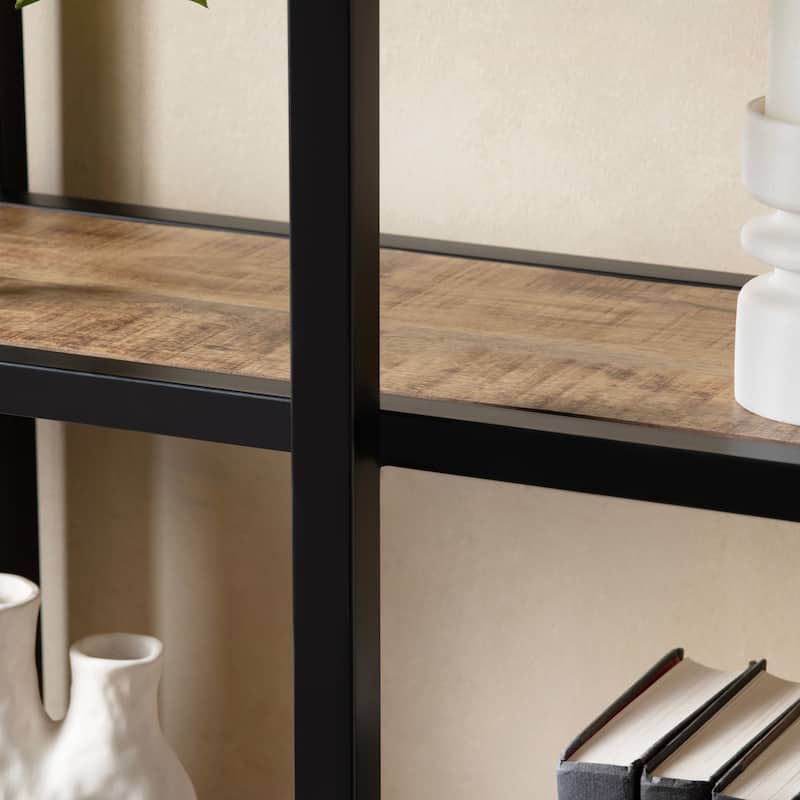 76.5 in. Brown Solid Wood 5 Shelf Etagere