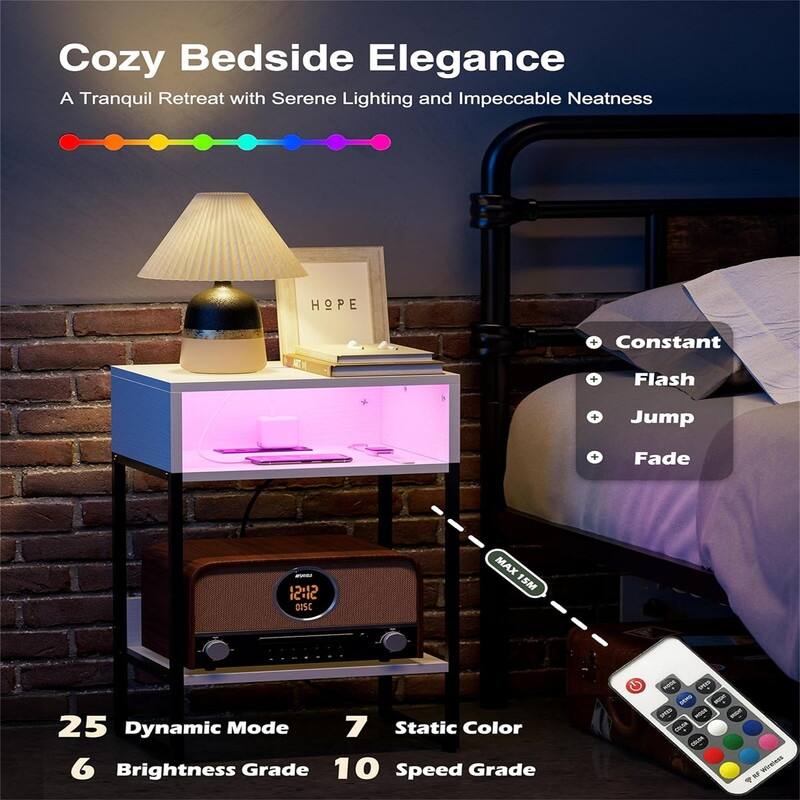 Side Table with Charging Station