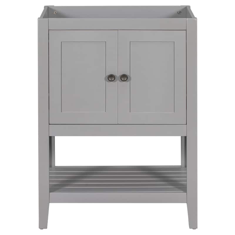 MDF Freestanding Bathroom Vanity Without Counter Top in Brown, Bathroom Storage Cabinet with Doors and Open Shelf - 24" x 18"