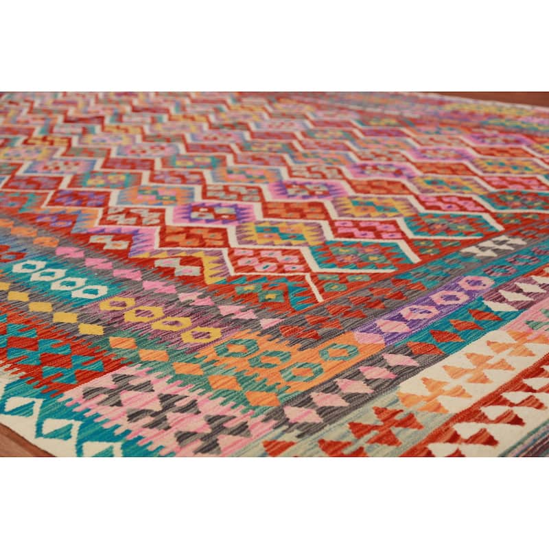 Reversible Kilim Oriental Area Rug Living Room Flatweave Wool Carpet - 10'1"x 13'1"