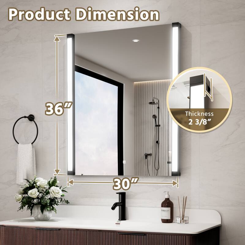 Modland 270° Adjustable LED Bathroom Mirror with Lights Stepless Dimming and Memory Function