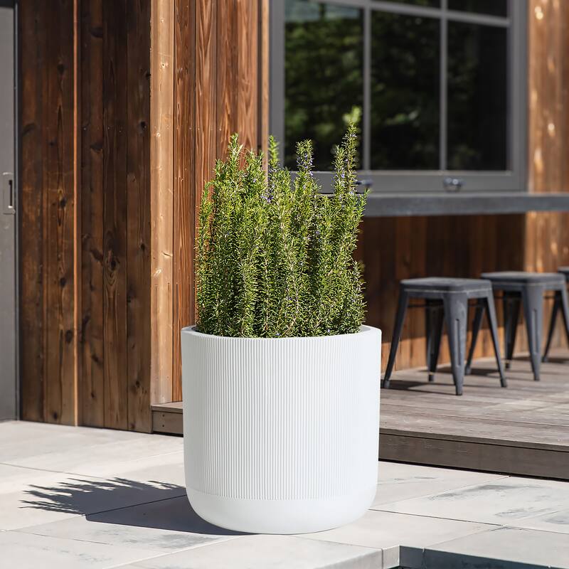 Round Striped Indoor/Outdoor MgO Planter