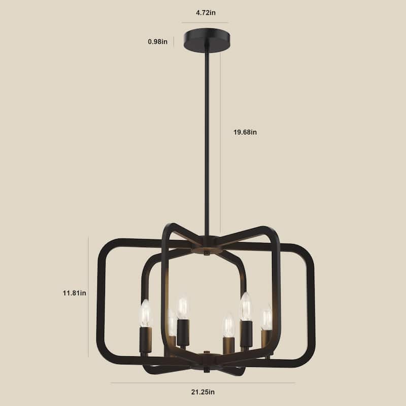 Modern Geometric 6-Light Black Pendant Chandelier