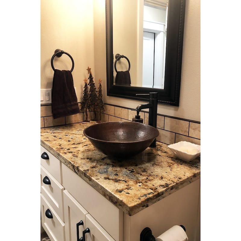 15-in Round Wired Rim Vessel Hammered Copper Sink (VR15WDB)