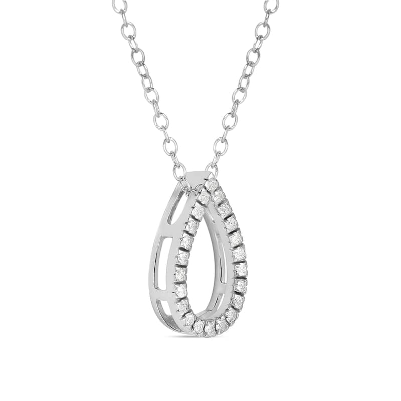 1/6ct - 1ct TDW 14K Gold Open Pear Diamond Pendant Necklace for Women