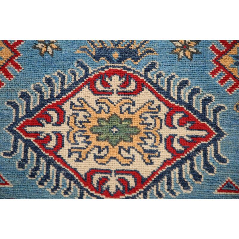 Blue Kazak Oriental Accent Rug Handmade Wool Carpet - 3'3"x 4'11"