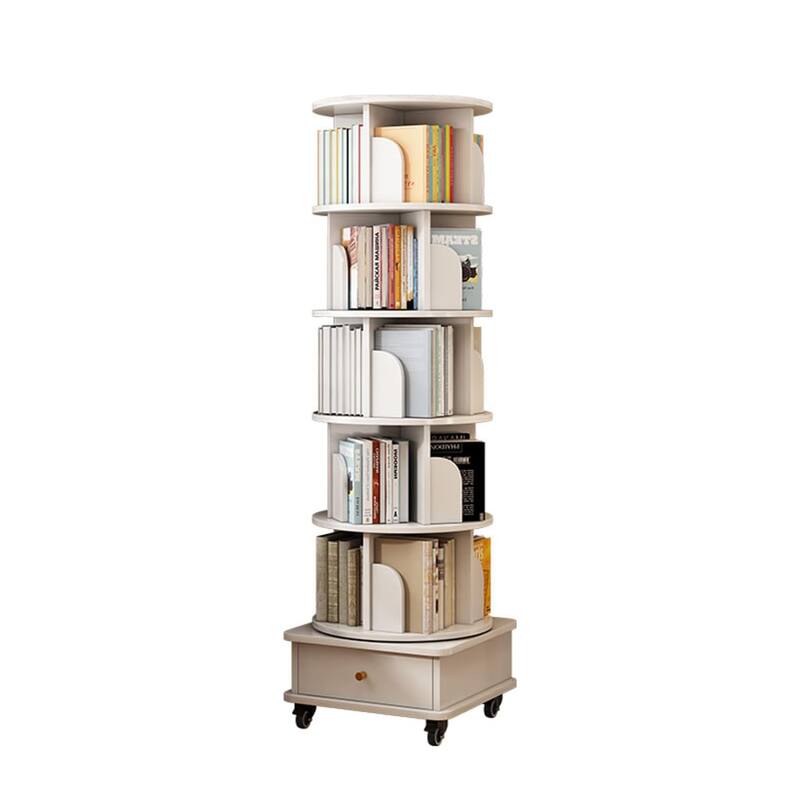 6 Tier Rotating Bookshelf, 360° Display Round Spinning Bookshelf - White