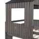 preview thumbnail 7 of 7, Twin Over Twin Bunk Bed with Slide and Ladder, Playhouse Bedframe with House Roof, Window and Safety Guardrails for Kids/Bedroom