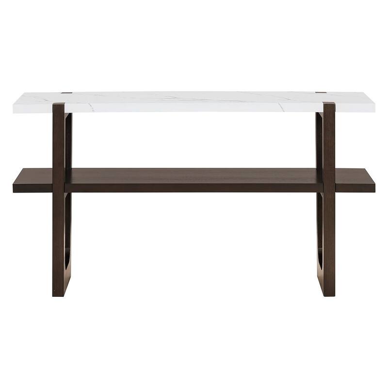 Console Table with Marble-Effect Top - Versatile Storage Solutions