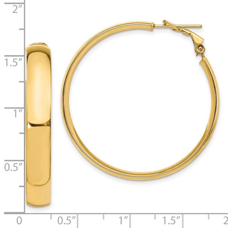 Curata 14k Yellow or White Gold High Polished 40x6mm Omega Back Hoop Earrings