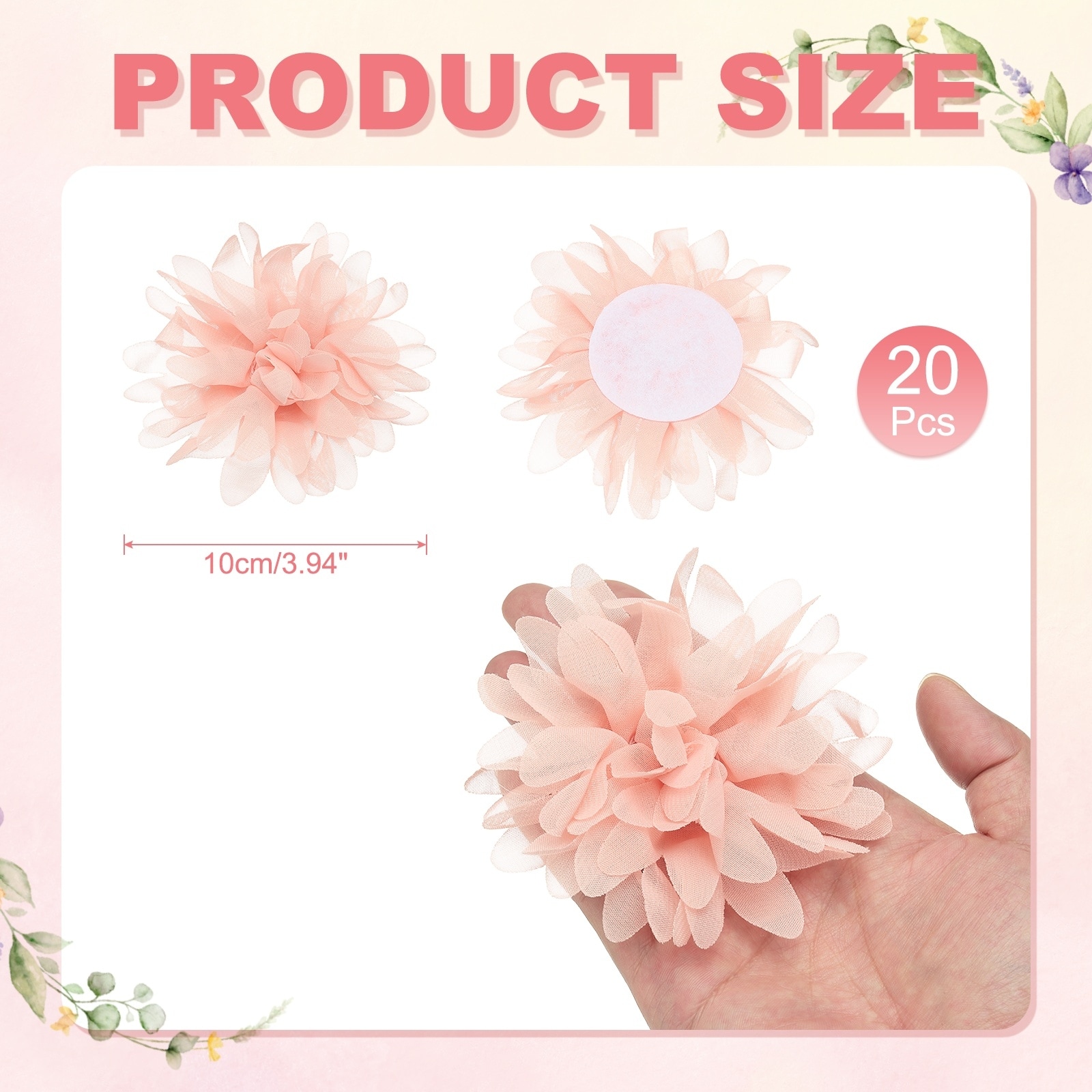 Chiffon Flower, Fabric Flowers Bows Sewing Fabric Appliques Headband Embellishments for Crafts