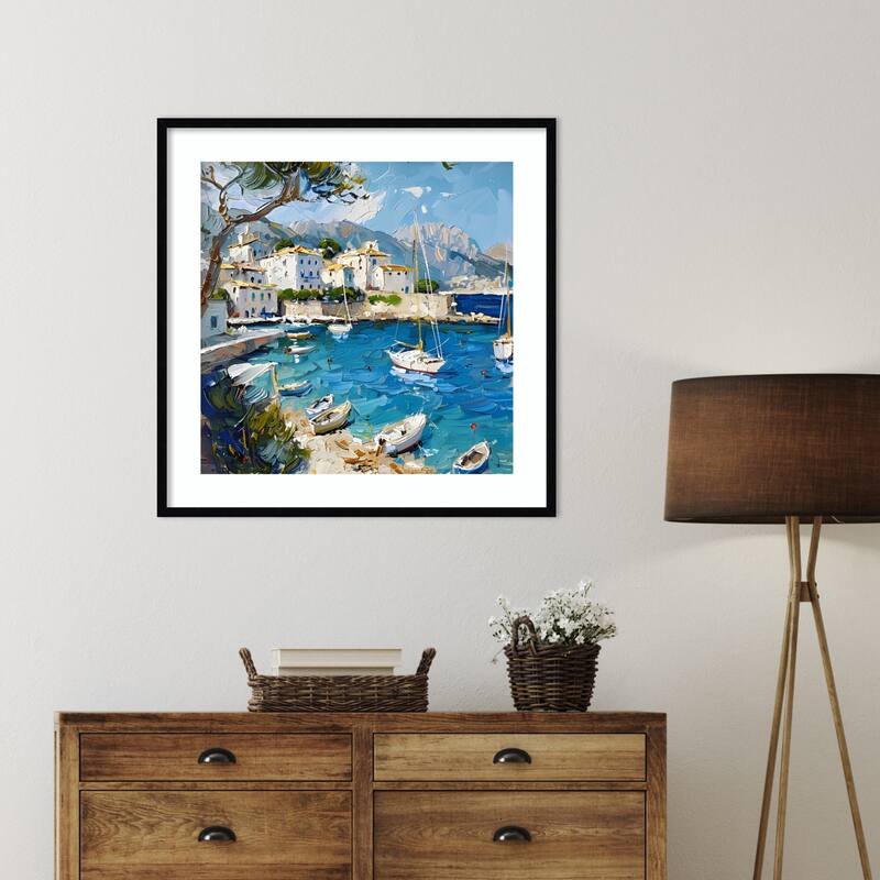 Blue Mediterranean Sea Mallorca by Elena Avanesova Wood Framed Wall Art Print - Svelte Noir Black