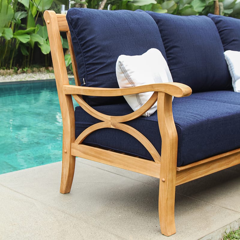 Cambridge Casual Lowell Teak Patio Sofa with Cushion