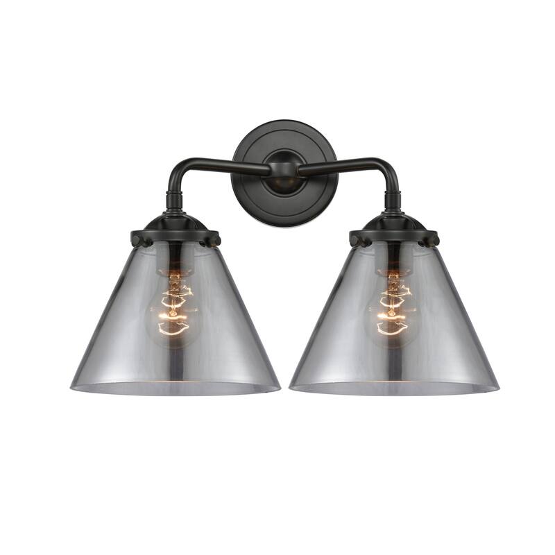 Innovations Lighting Large Cone 2 Light 16" Wide Bathroom Vanity Light - Oil Rubbed Bronze / Smoked