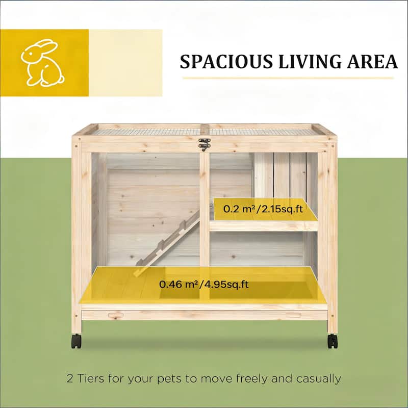 Bunny Cage,Small Rabbit Hutch,Spacious Pet House is designed for convenient cleaning - Natural