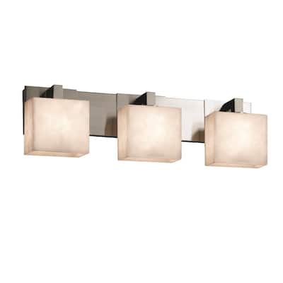 Justice Design Clouds Modular 3-light Brushed Nickel Bath Bar, Clouds Rectangle Shade