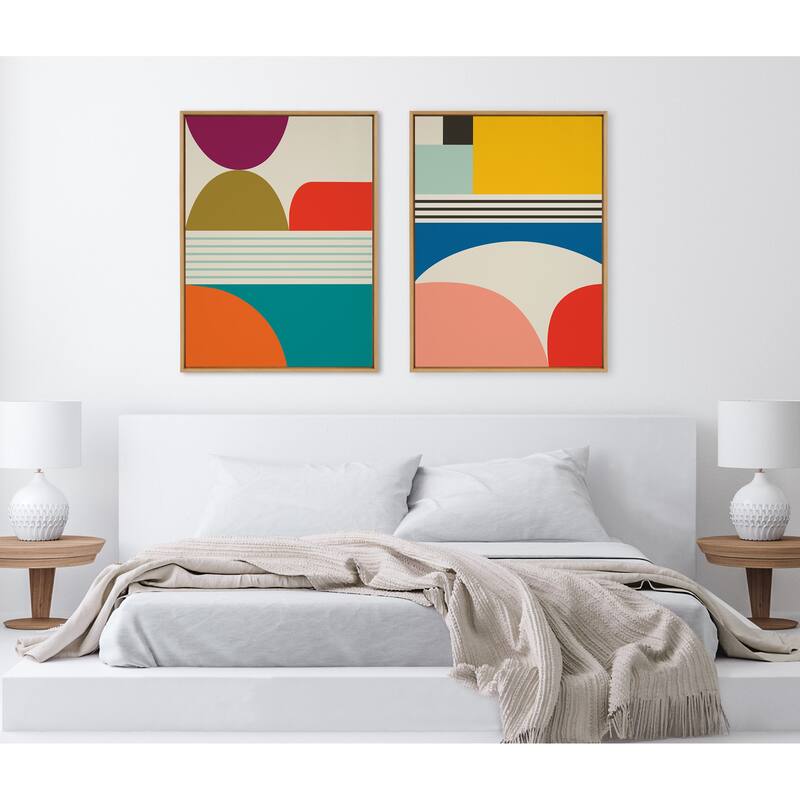 Kate and Laurel Sylvie MCM Pattern Framed Canvas Art Set by Rachel Lee