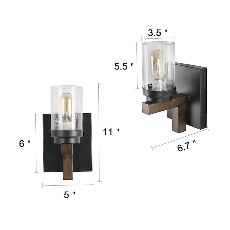 Rustic Farmhouse Wall Sconce - Seeded Glass, Wall Mount Lighting Fixture