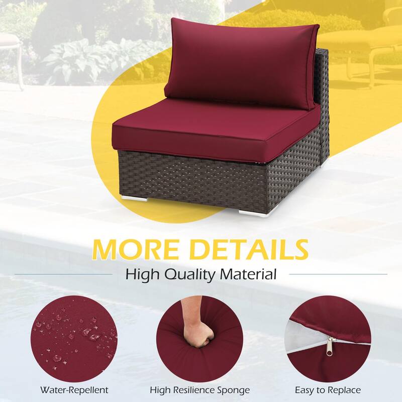 Outdoor Replacement Cushions for Patio Furniture, Waterproof & Non-Slip 4" Sofa Cushions, 6-Seat Conversation Sets, UV-Resistant