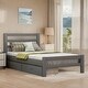 preview thumbnail 1 of 6, Twin Wood Platform Kids Bed with 2-Drawers, Durable White Finish, Solid Wood Frame, Headboard & Footboard, Easy Assembly, Grey Grey