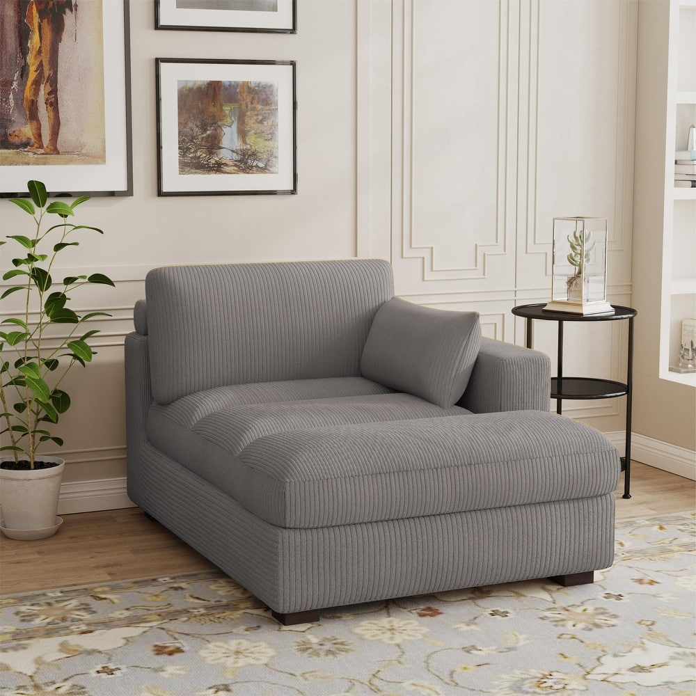 Modern Corduroy L-Shaped Sofa Chaise Lounge Couch