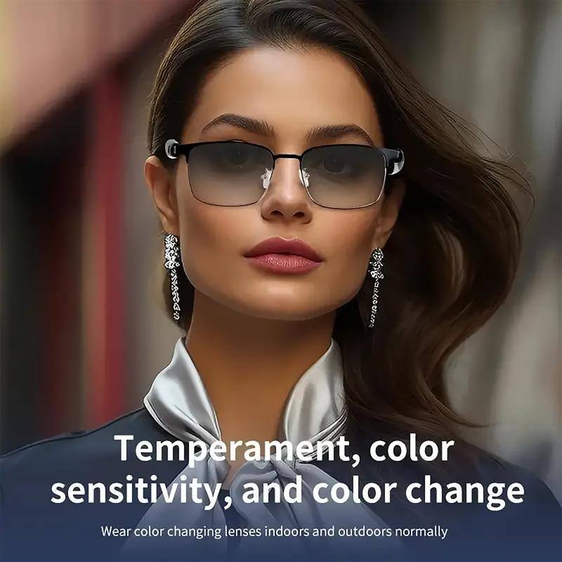 Smart Audio Glasses Auto Dimming Bluetooth Sunglasses with Mic Speaker for Calls Music Outdoor Wear - S