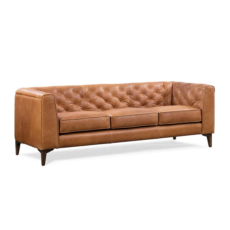Poly & Bark Essex 89" Sofa - Full Grain Genuine Italian Leather - Cognac Tan