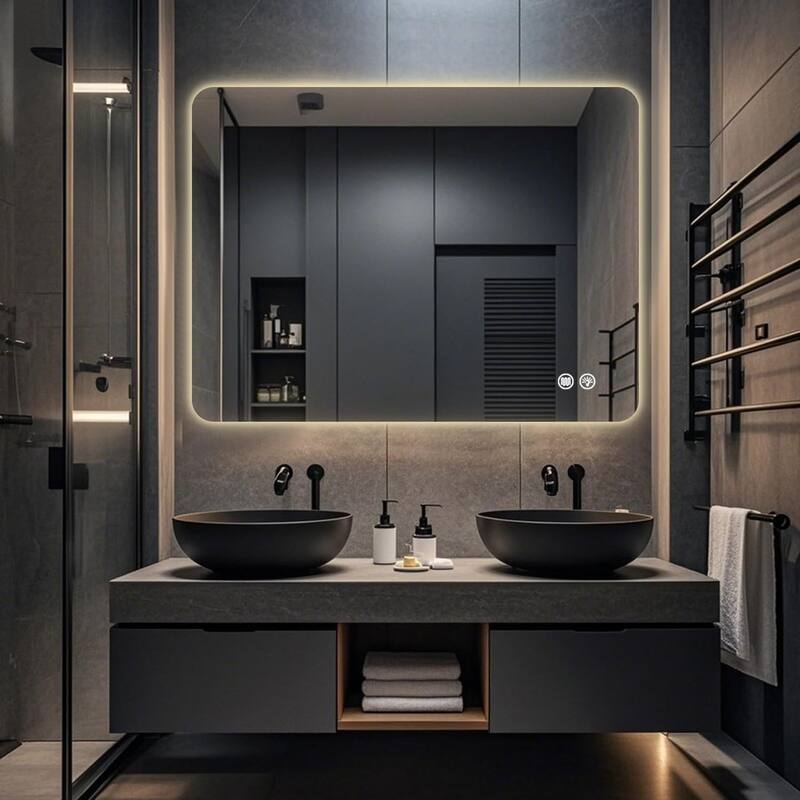 Rectangular Backlit Mirror Bathroom with LED strips,30"x40"