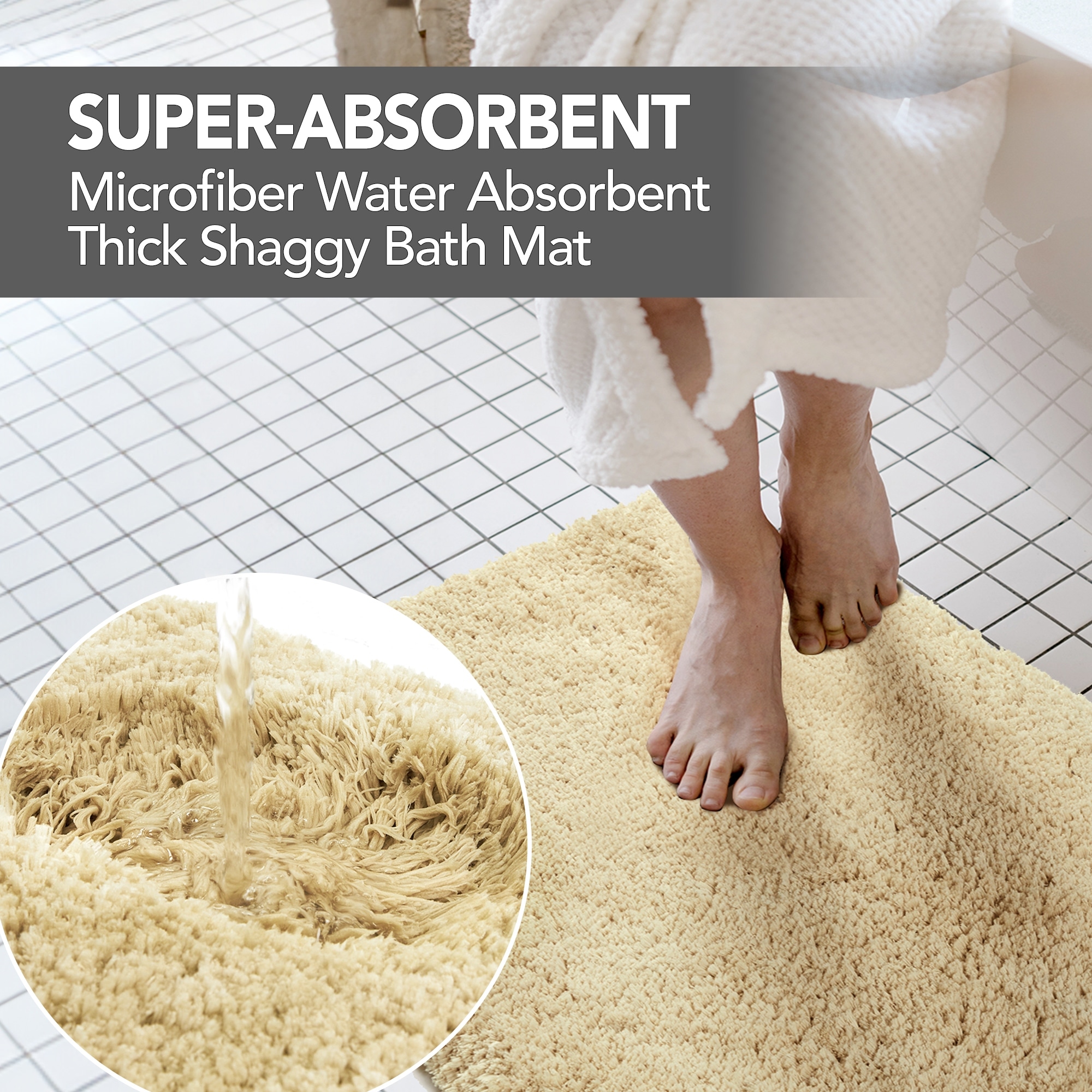 Super Absorbent Bath Mat Anti-slip Plush Microfiber Bathroom Rugs for Tub  Shower