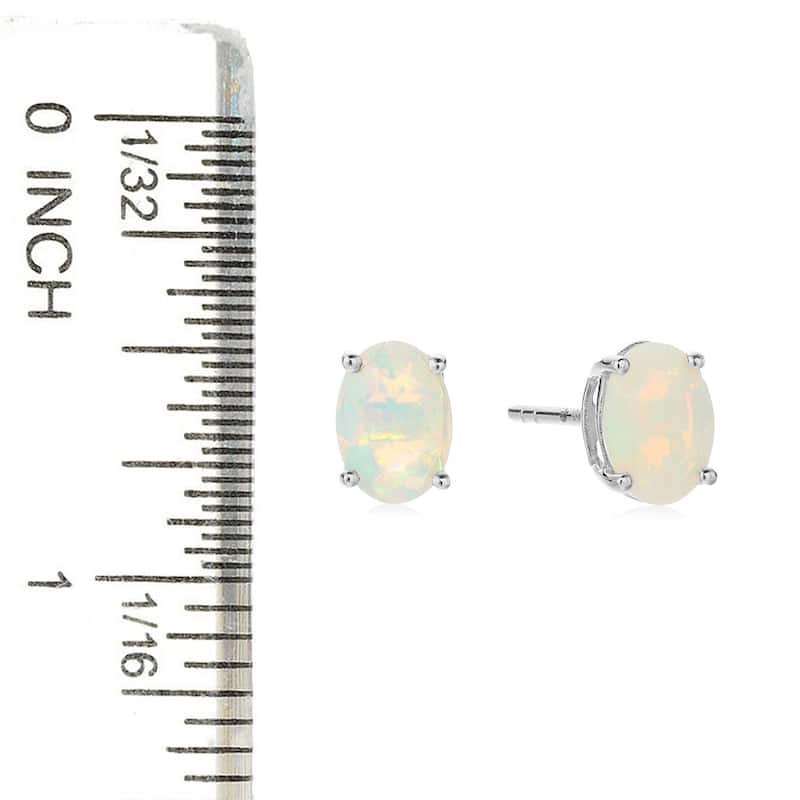 Sterling Silver 8x6 Oval Genuine Gemstone Birthstone Stud Earrings