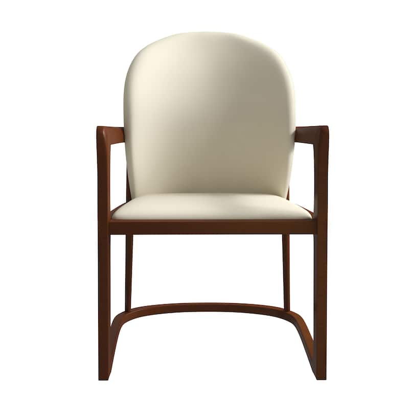 LeisureMod Svelta Modern Leather Dining Chair - Mid century Accent Arm Chair for Home Office Kitchen Dining Room