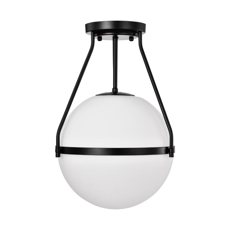Lomique Contemporary Semi-Flushmount Ceiling Lamp Metal with Frosted Globe