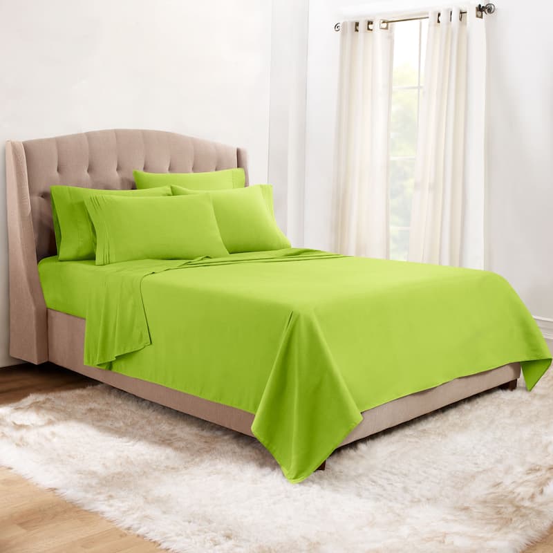 Empyrean Hotel Luxury 6 Piece Sheet Set - Super Soft Bedding Sheets & Pillowcases - California King - Garden Green