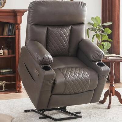 Electric Power Lift Recliner with Heating, Massage, Extended Footrest, USB & Type-C Ports, and Cup Holders