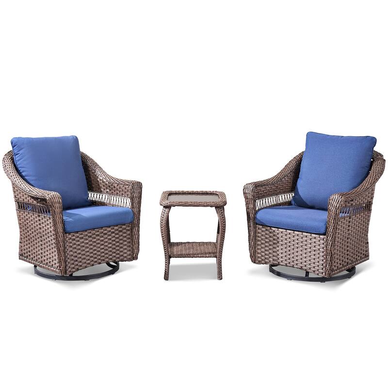 Pocassy 3 Pieces Swivel Chair with Side Table