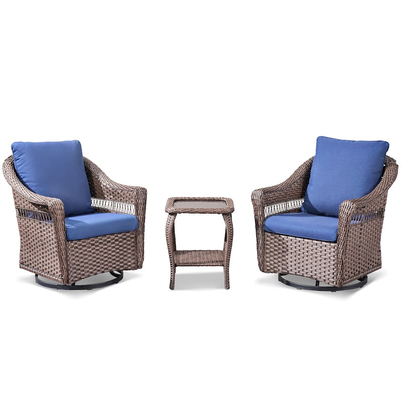Pocassy Outdoor Swivel Chairs Patio Funiture Set